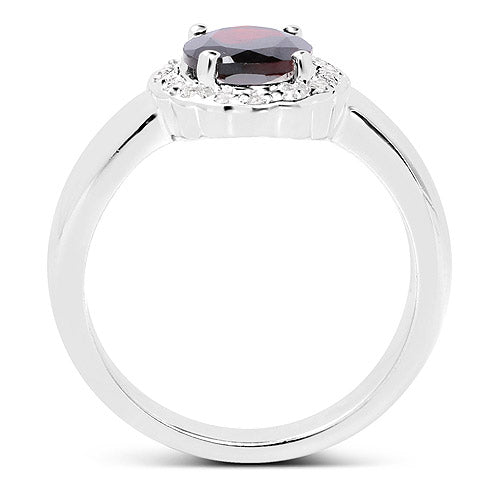 2.58 Carat Genuine Garnet and White Topaz .925 Sterling Silver Ring