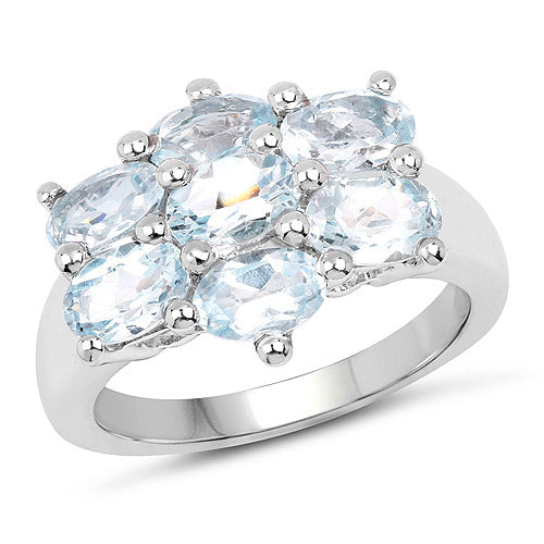3.57 Carat Genuine Blue Topaz .925 Sterling Silver Ring
