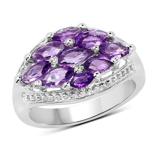 1.91 Carat Genuine Amethyst .925 Sterling Silver Ring
