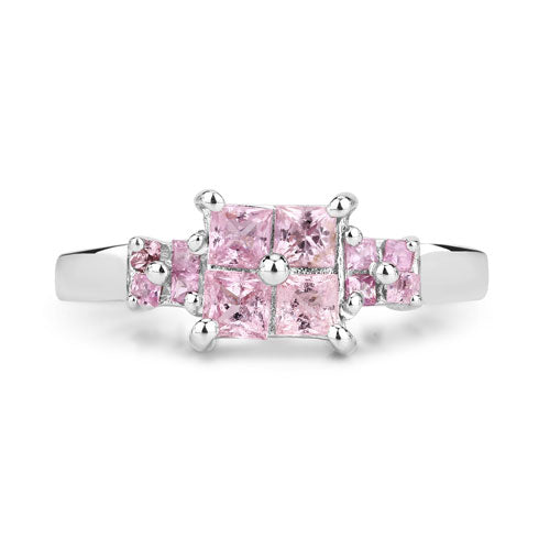 0.96 Carat Genuine Pink Sapphire .925 Sterling Silver Ring