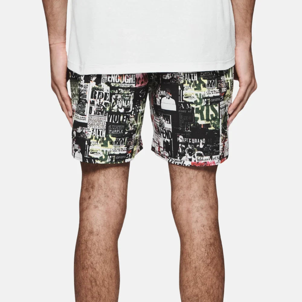 PURPLE Shorts All Over Graphic Print