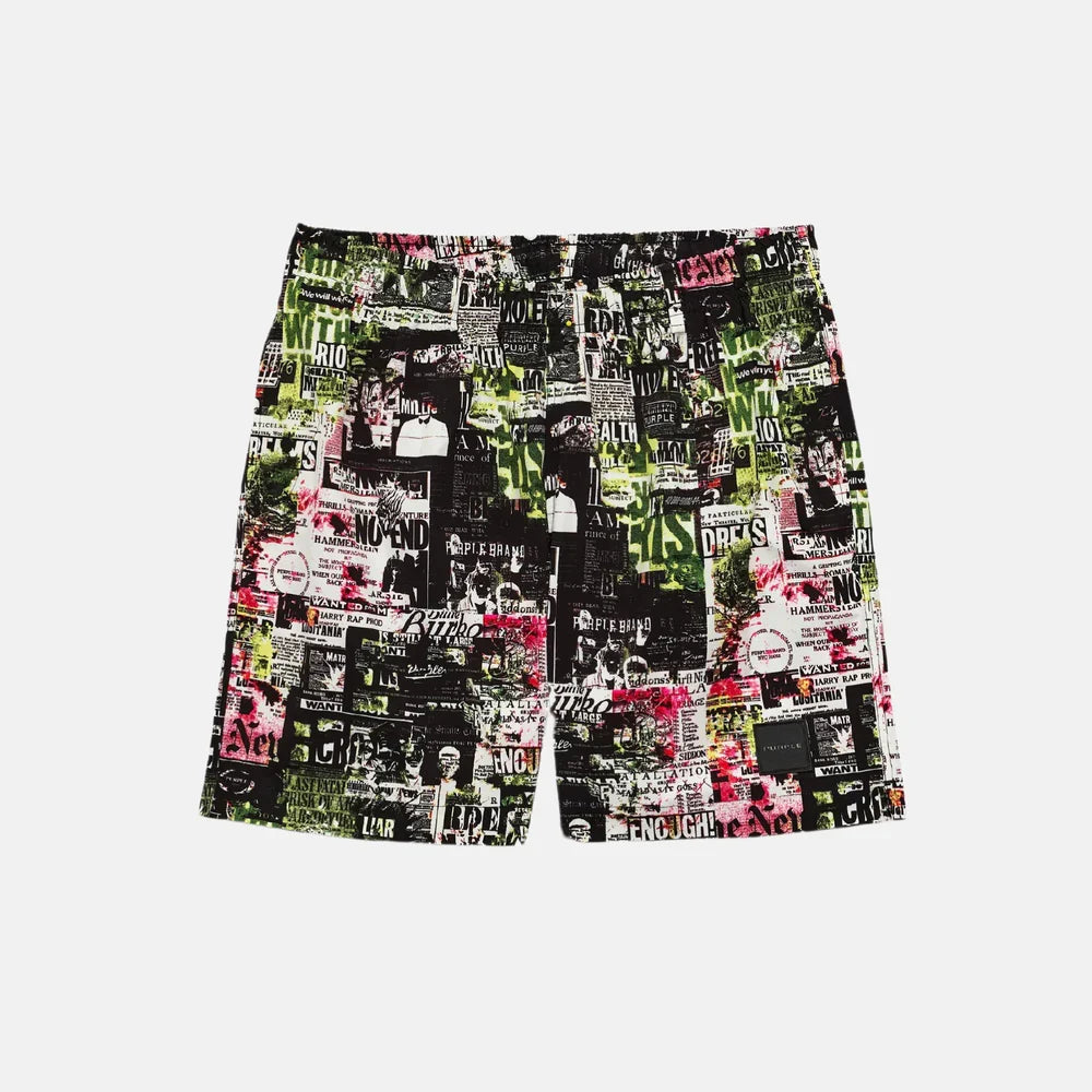 PURPLE Shorts All Over Graphic Print