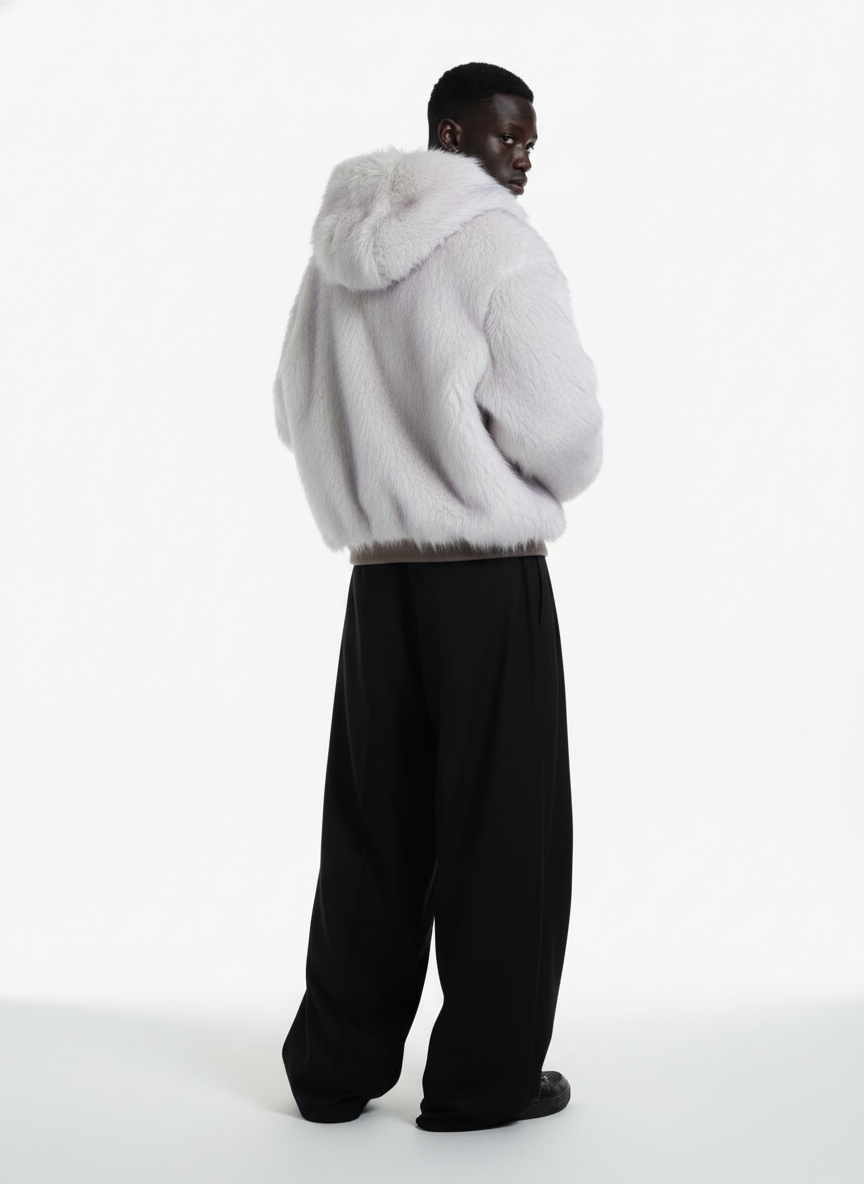 Oversized Reversible Fur Hooded Jacket - 2544 - Luxuryurbanwear