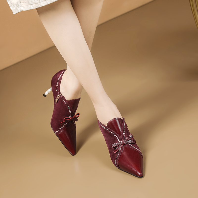 USS Shoes Alice Women's Leather Crystal Heel Stiletto Pumps - Luxuryurbanwear