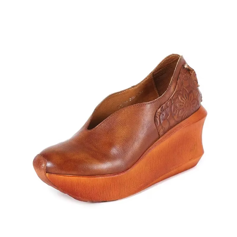 USS Shoes Alonsa Women's Thick Sole Leather Comfortable Wedges - Luxuryurbanwear