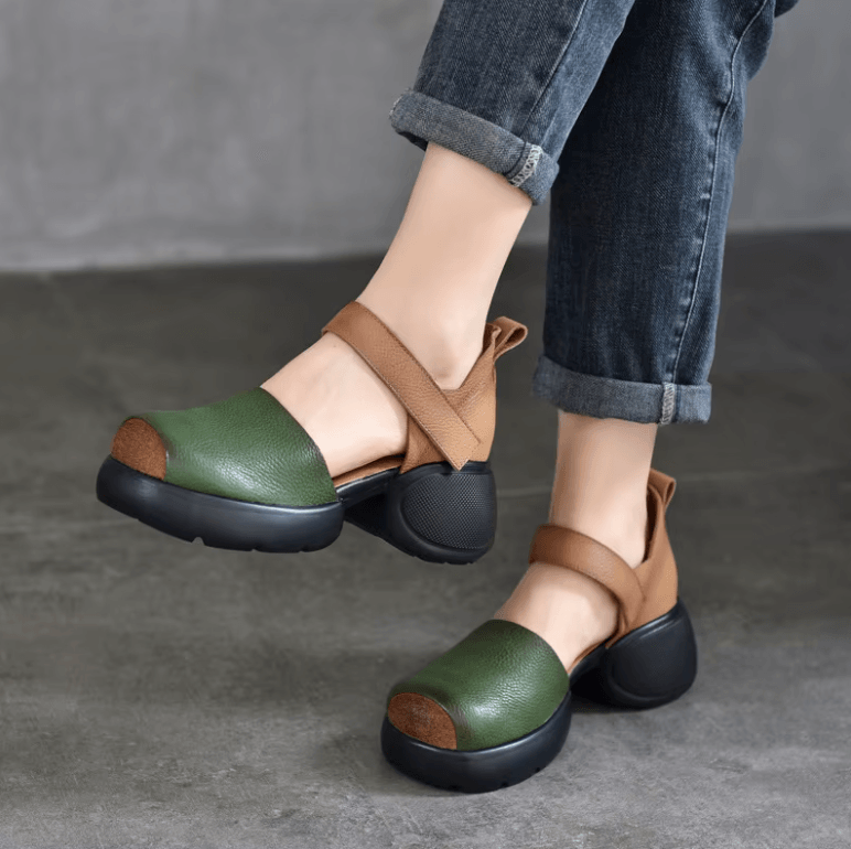 USS Shoes Anais Women's Chunky Heel Gladiator Style Leather Sandals