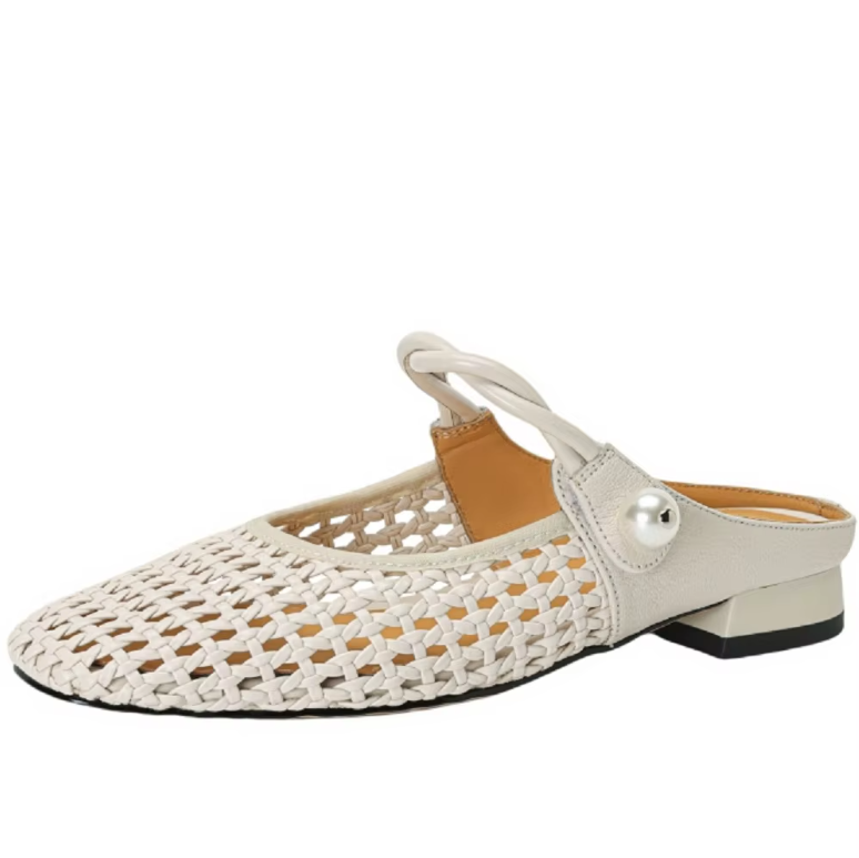 USS Shoes Angela Women's Low Heel Square Toe Hollow Mules - Luxuryurbanwear