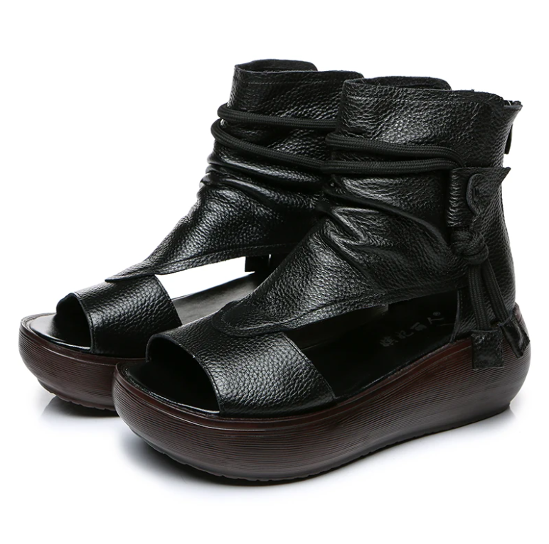USS Shoes Asly Women's Sewing Handmade Retro Platform Sandals