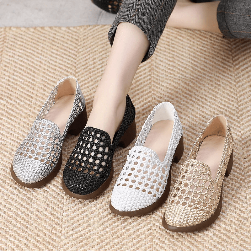 USS Shoes Aura Women's Hollow Woven Breathable Loafers