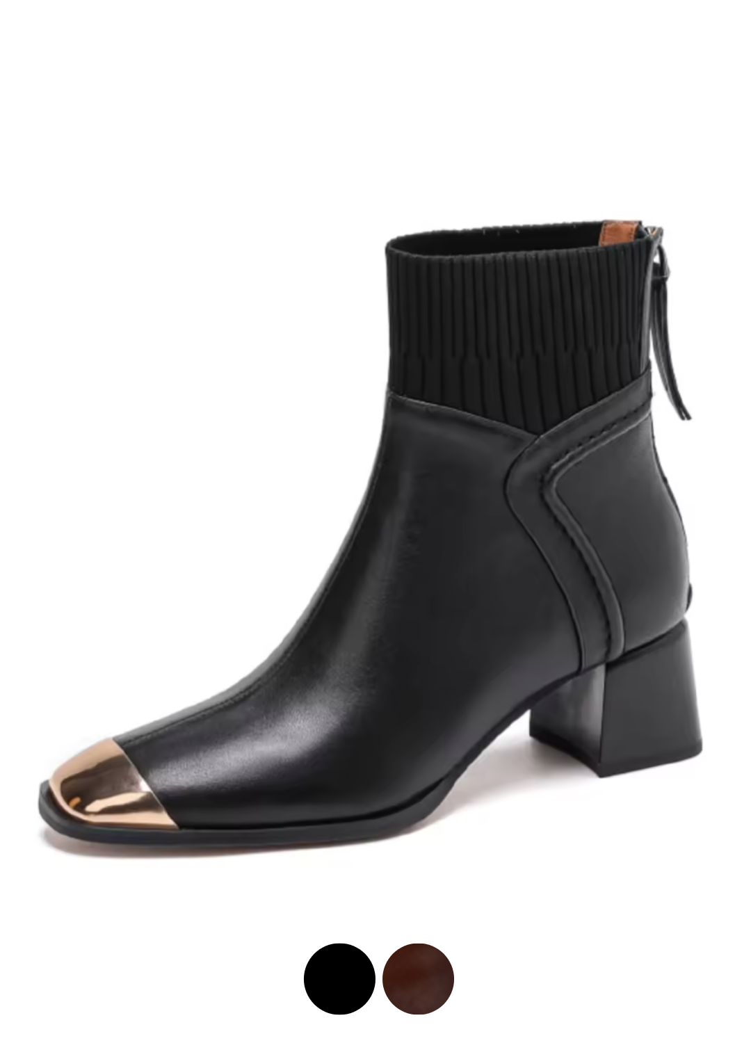 USS Shoes Bonilla Women's Leather Metal Square Heel Boots - Luxuryurbanwear
