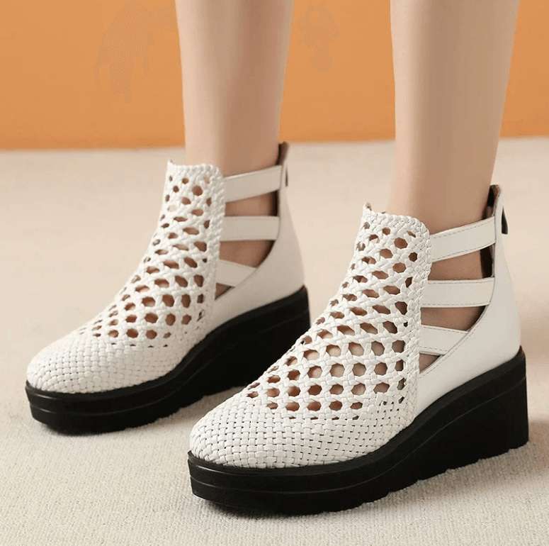 USS Shoes Amy Women's Breathable Woven Leather Wedges Sandals