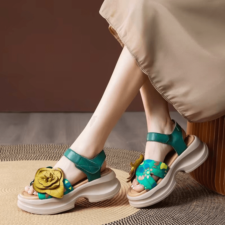 USS Shoes Burbu Women's Classic Platform Flower Sandals