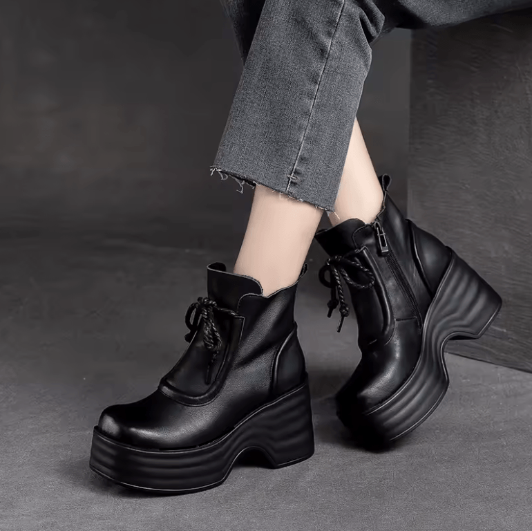 USS Shoes Camila Women's Wedges Platform Leather Ankle Boots
