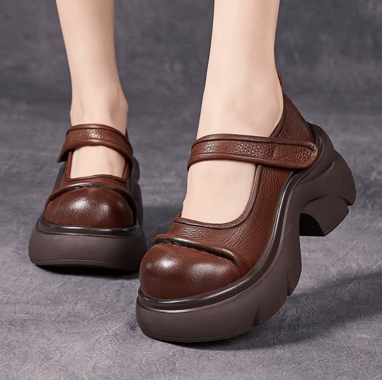USS Shoes Carolay Women's Leather Round Toe Versatile Platforms