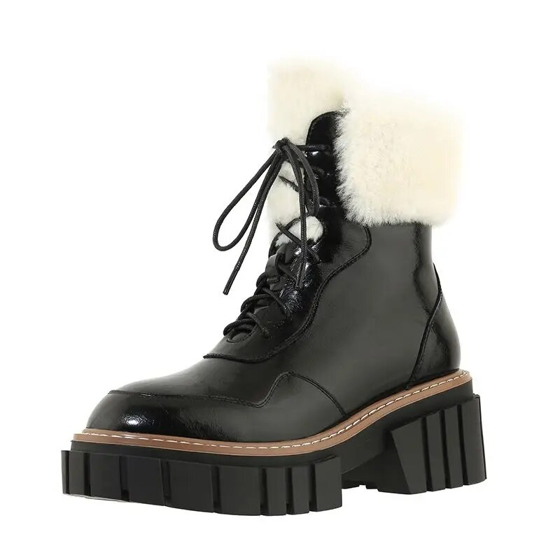 USS Shoes Caruso Women's Fur Warm Leather Boots - Luxuryurbanwear