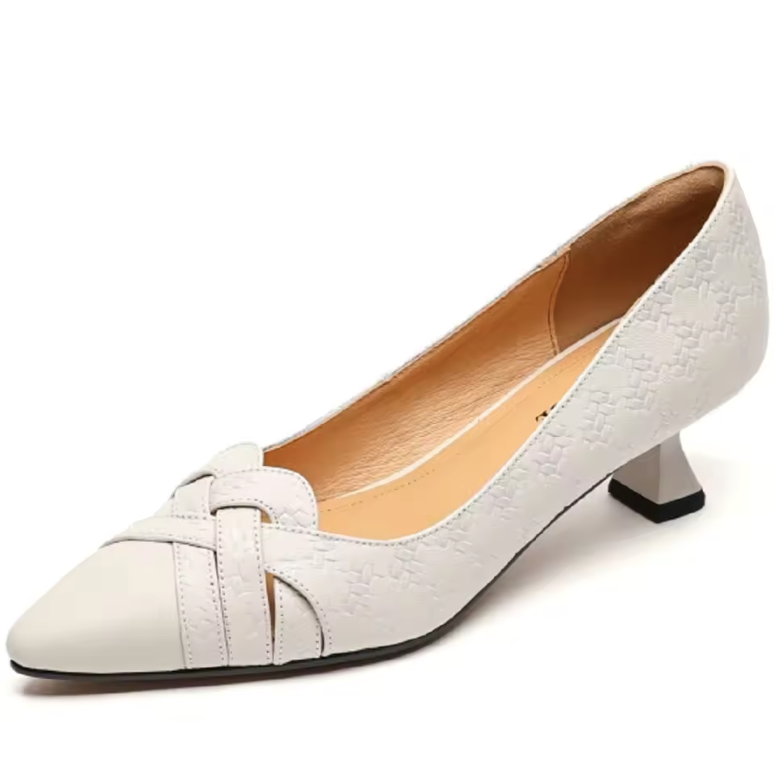 USS Shoes Chiara Women's Kitten Heel Leather Pumps - Luxuryurbanwear