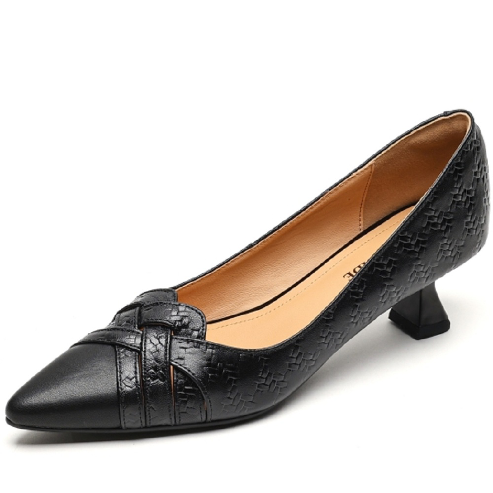 USS Shoes Chiara Women's Kitten Heel Leather Pumps - Luxuryurbanwear