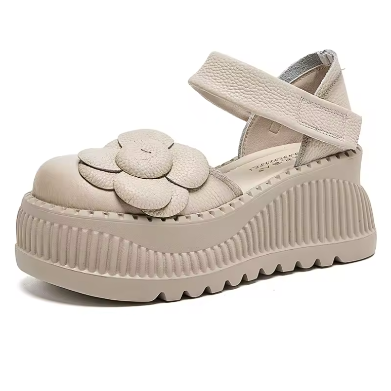 USS Shoes Clariza Women's Leather Style Ethnic Flower Platform Sandals - Luxuryurbanwear