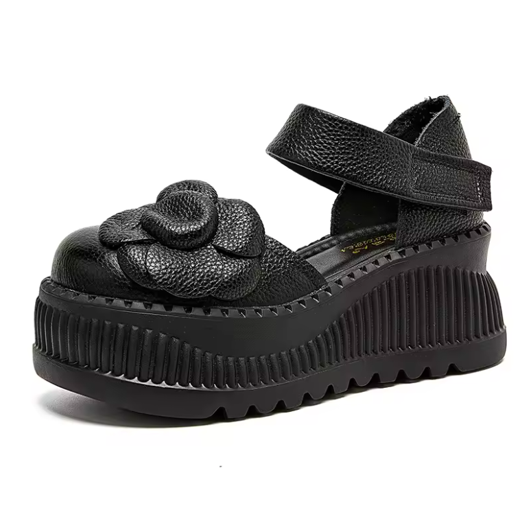 USS Shoes Clariza Women's Leather Style Ethnic Flower Platform Sandals - Luxuryurbanwear
