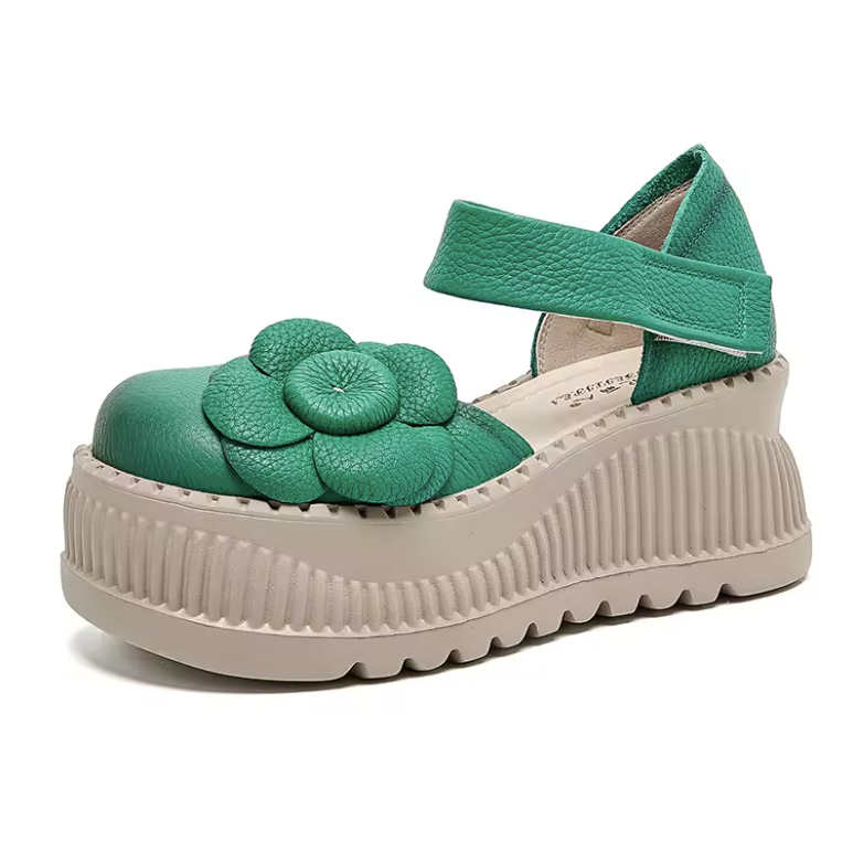 USS Shoes Clariza Women's Leather Style Ethnic Flower Platform Sandals - Luxuryurbanwear