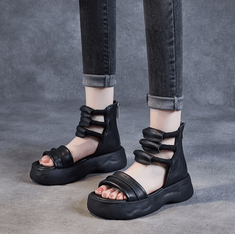 USS Shoes Danty Women's Leather Platform Open Toe Sandals