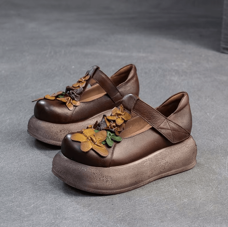 USS Shoes Eliane Women's Retro Round Toe Thick Sole Platform Shoes