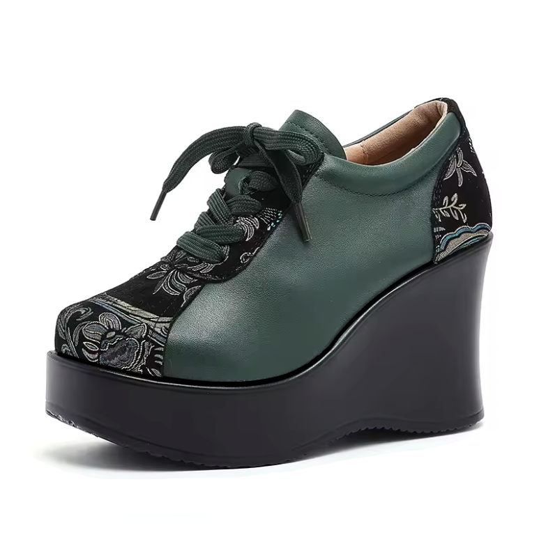 USS Shoes Elsy Women's Leather Wedge Platform Shoes - Luxuryurbanwear