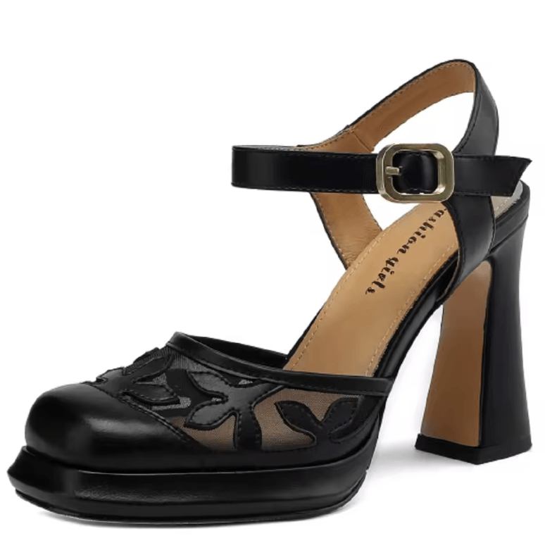 USS Shoes Gina Women's Leather Flower High Heels Sandals