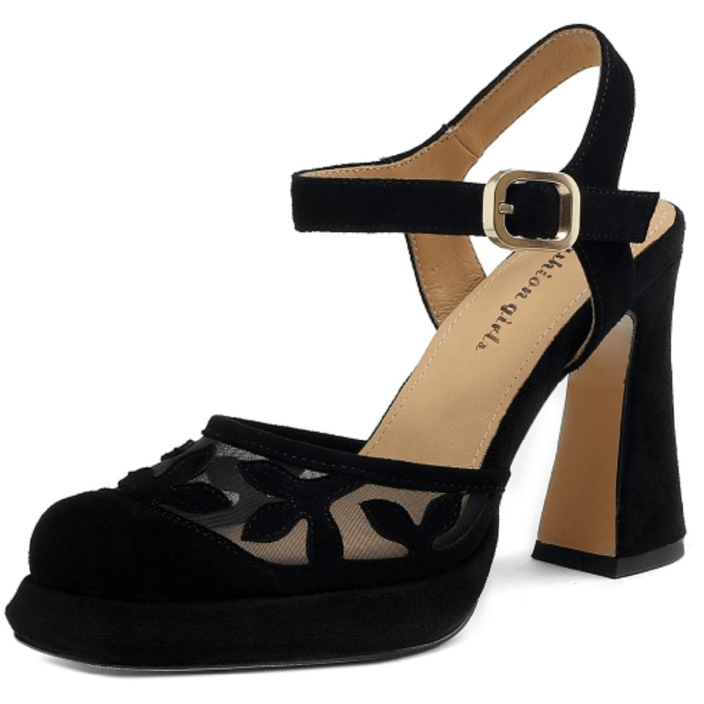 USS Shoes Gina Women's Leather Flower High Heels Sandals