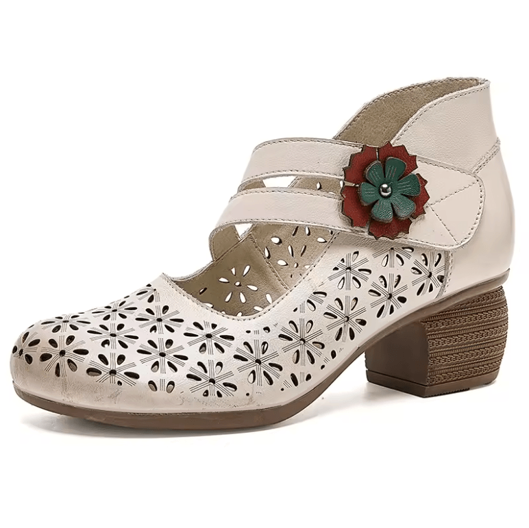 USS Shoes Hilda Women's Flower Leather Strap Hollow Sandals