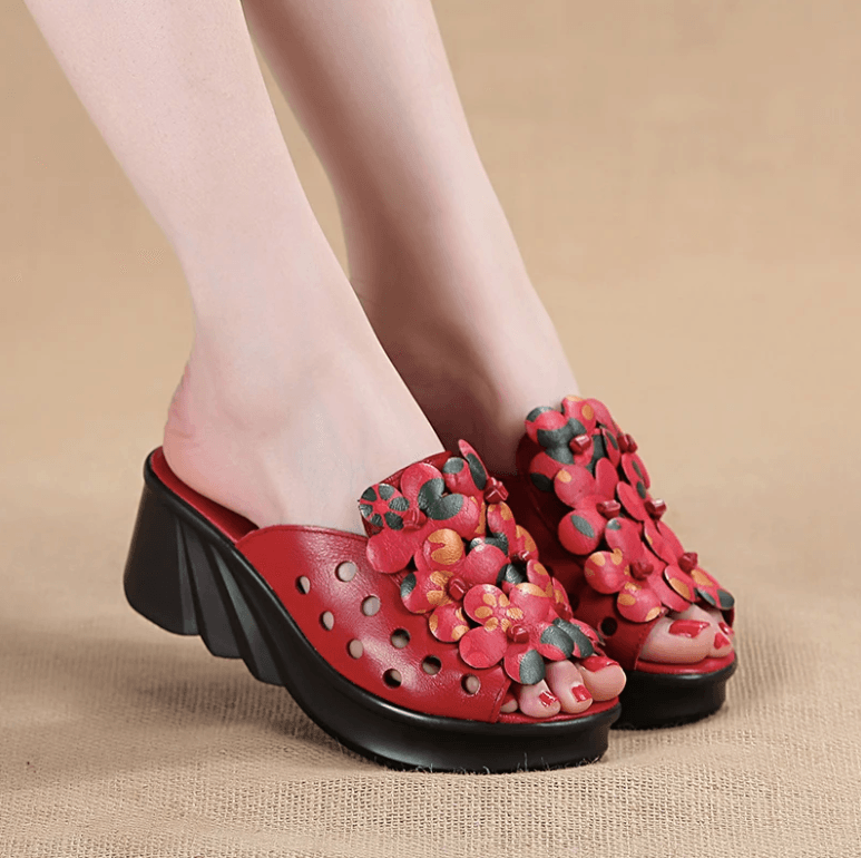 USS Shoes Jimena Women's Leather Platform Wedge Sandals