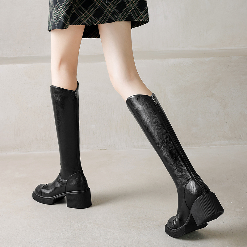 USS Shoes Karina Women's Knee High Square Toe Boots - Luxuryurbanwear