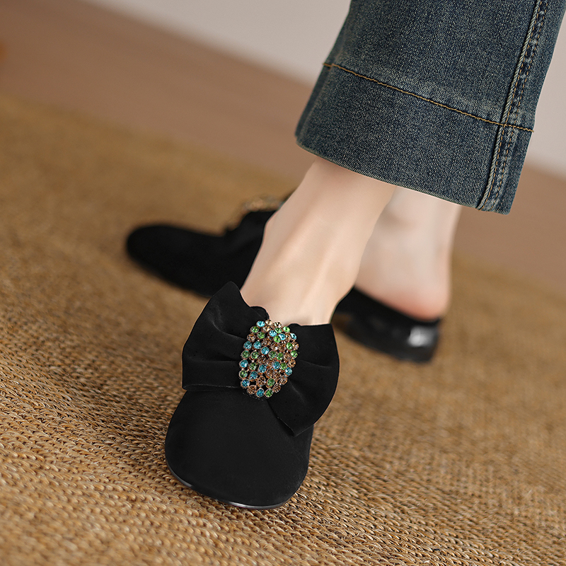 USS Shoes Larent Women's Round Toe Low Heels Leather Mules - Luxuryurbanwear