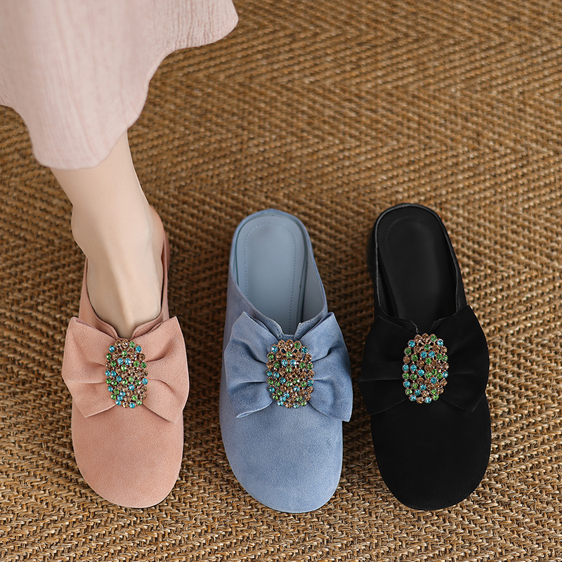 USS Shoes Larent Women's Round Toe Low Heels Leather Mules - Luxuryurbanwear