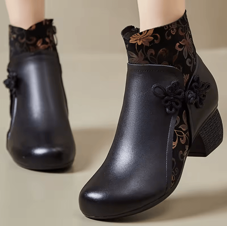 USS Shoes Laureana Women's Ethnic Printed Leather Ankle Boots
