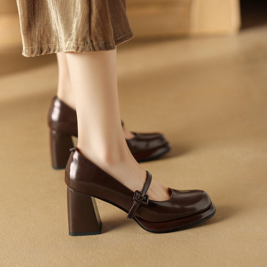 USS Shoes Lina Women's Thick High Heel Court Pumps - Luxuryurbanwear