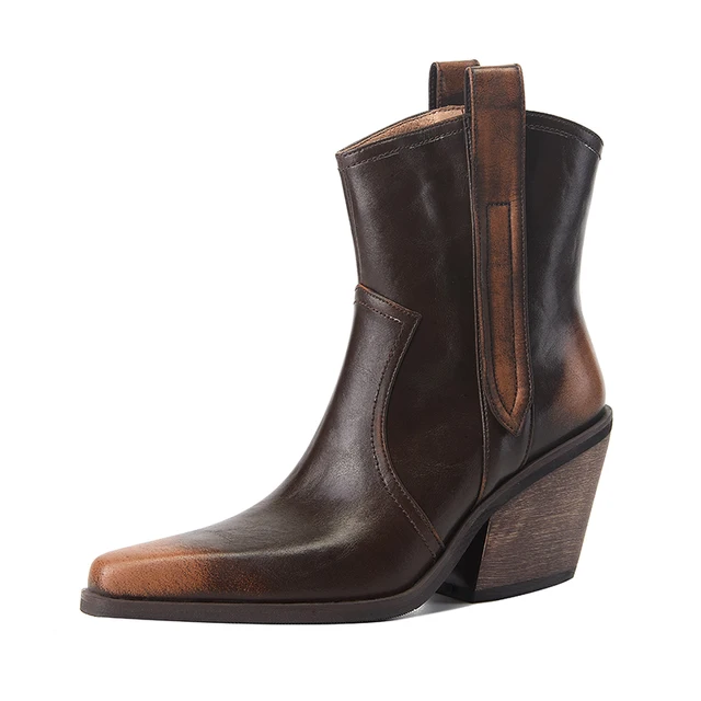 USS Shoes Linares Women's Cowboy Leather Boots - Luxuryurbanwear