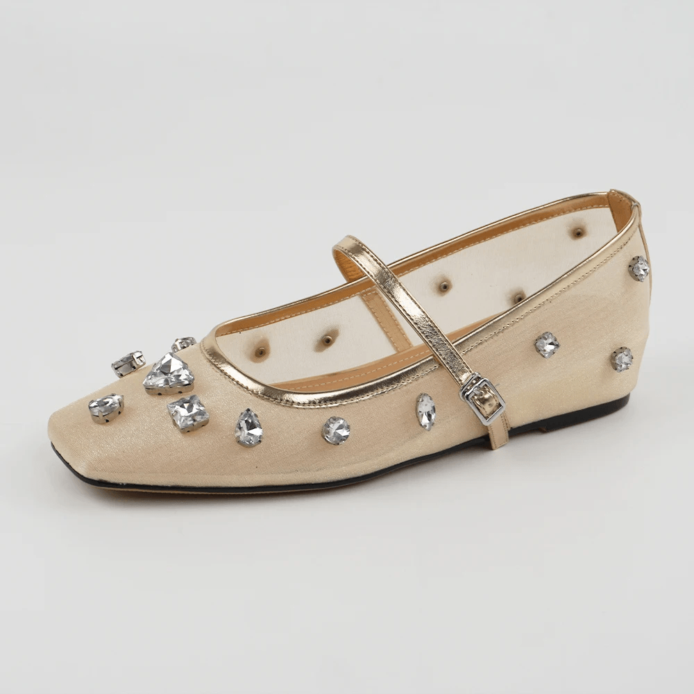 USS Shoes Liria Women's Mesh Rhinestones Low Heeled Comfort Flats