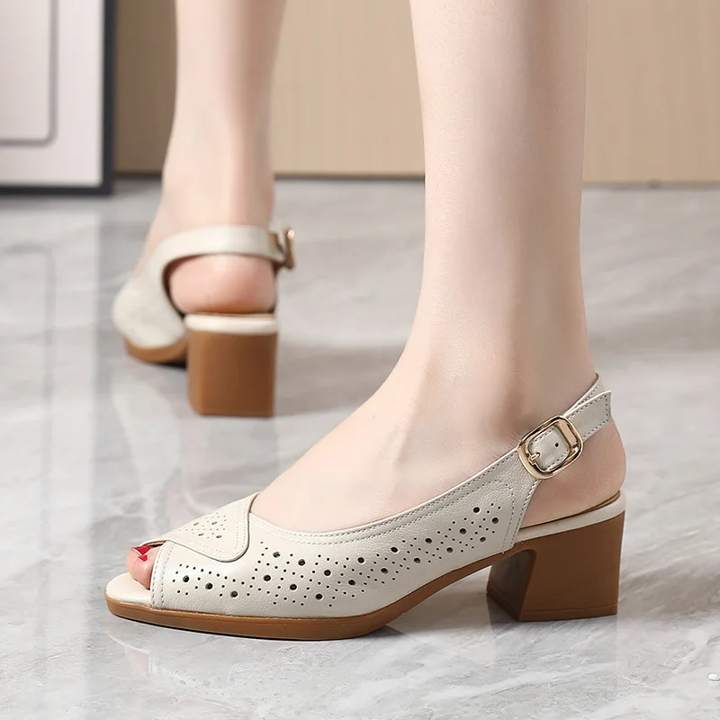 USS Shoes Lucia Women's Leather Hollow Sandals - Luxuryurbanwear