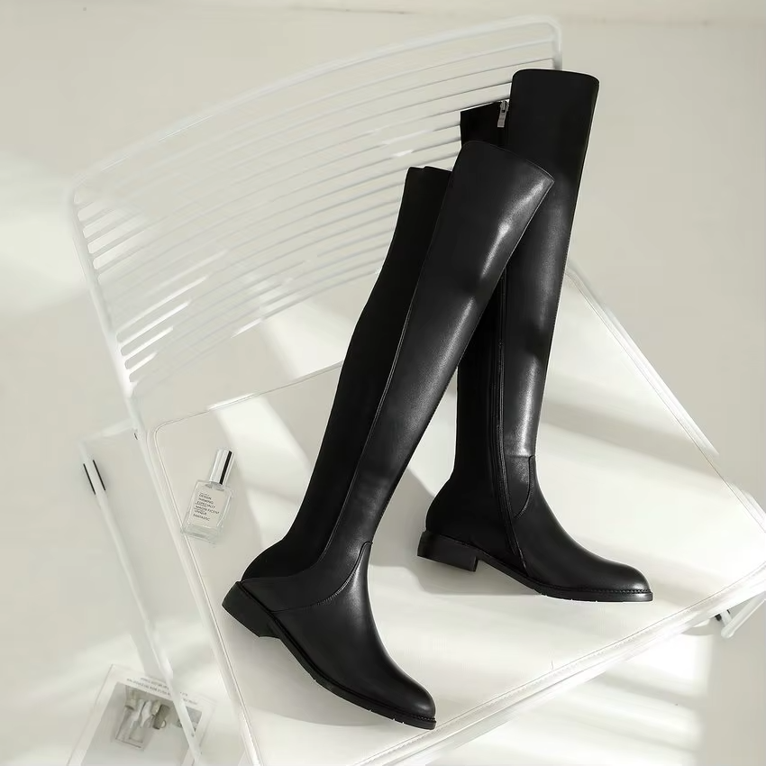USS Shoes Lucrecia Women's Leather Over The Knee Flat Boots - Luxuryurbanwear