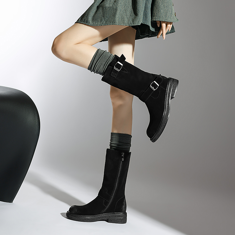USS Shoes Luvy Women's Mid Calf High Round Toe Boots - Luxuryurbanwear
