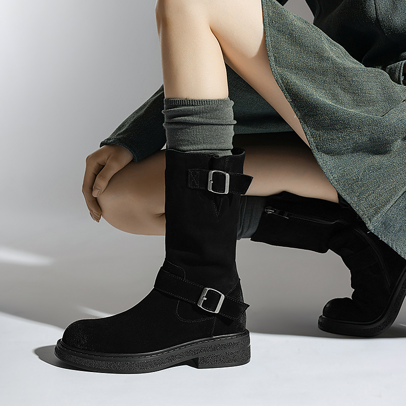 USS Shoes Luvy Women's Mid Calf High Round Toe Boots - Luxuryurbanwear