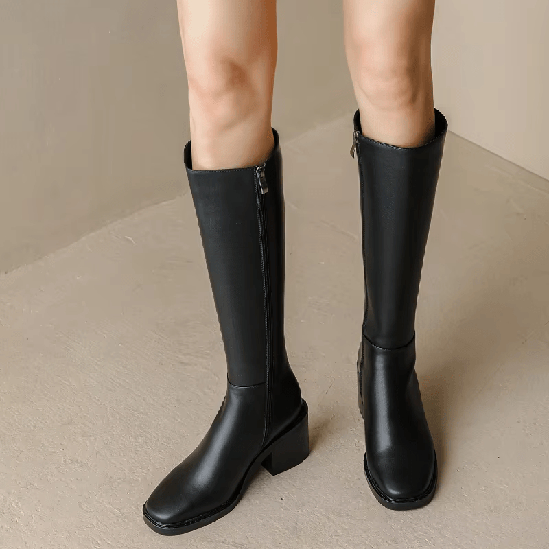 USS Shoes Malena Women's Leather Tall High Black Boots