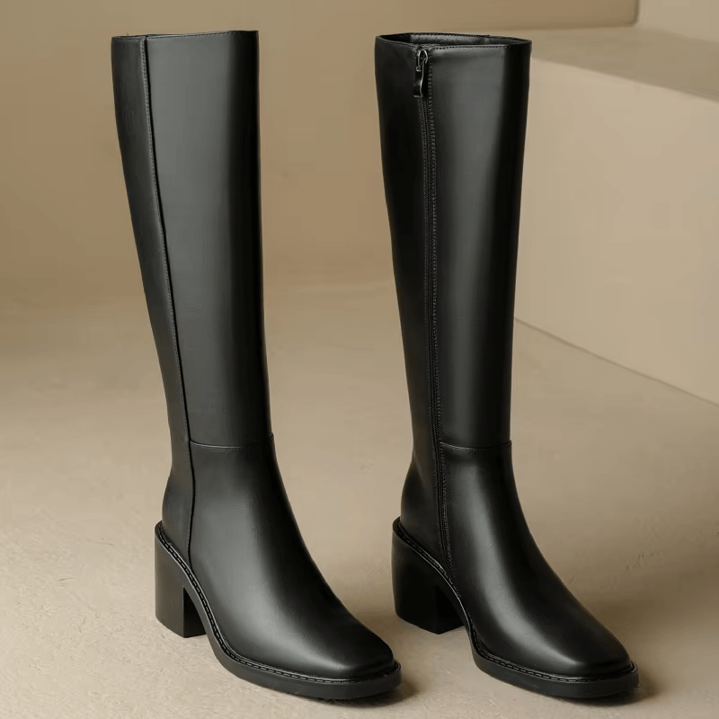USS Shoes Malena Women's Leather Tall High Black Boots