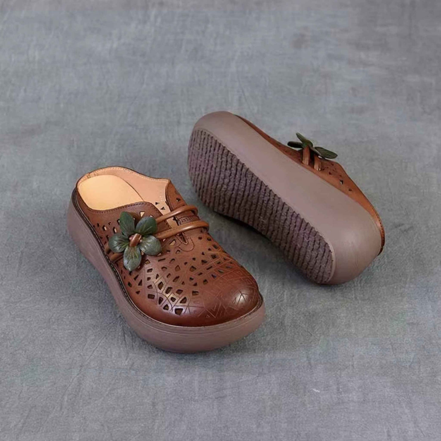 USS Shoes Margarita Women's Hollow Leather Wedges Slippers