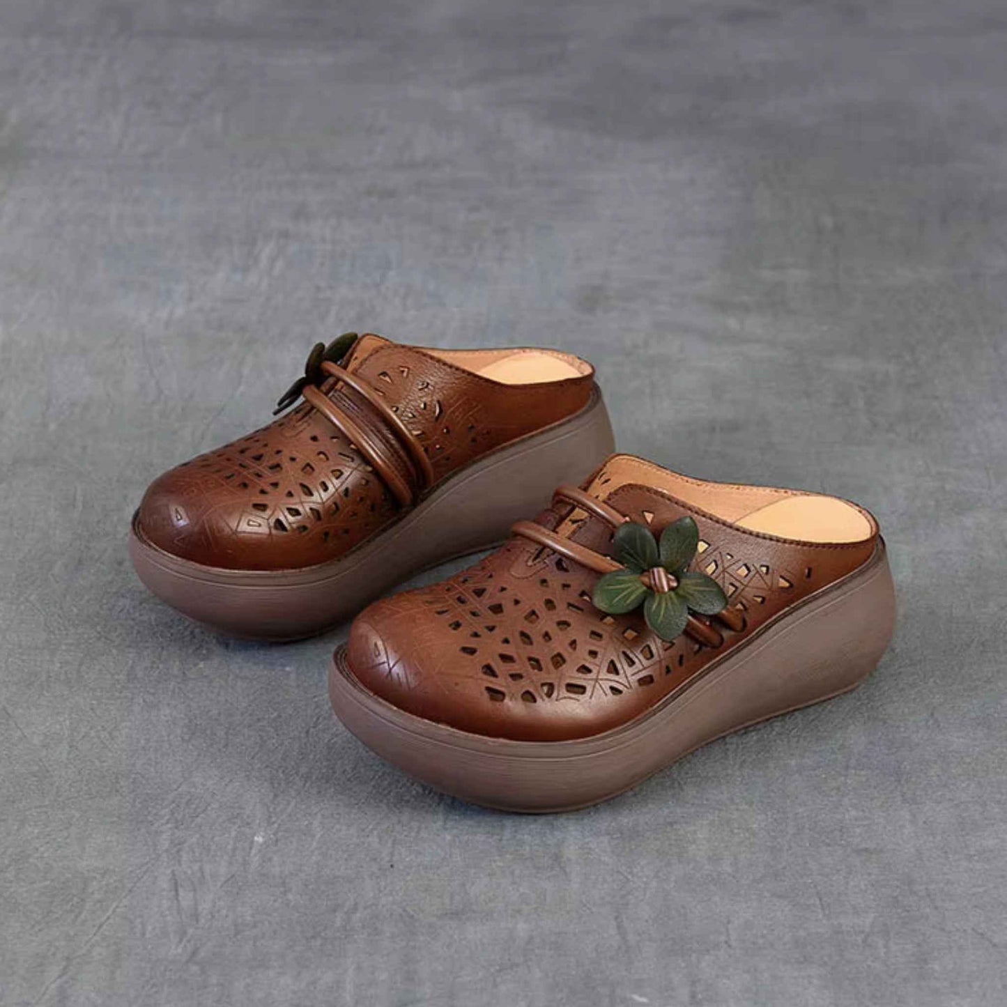 USS Shoes Margarita Women's Hollow Leather Wedges Slippers