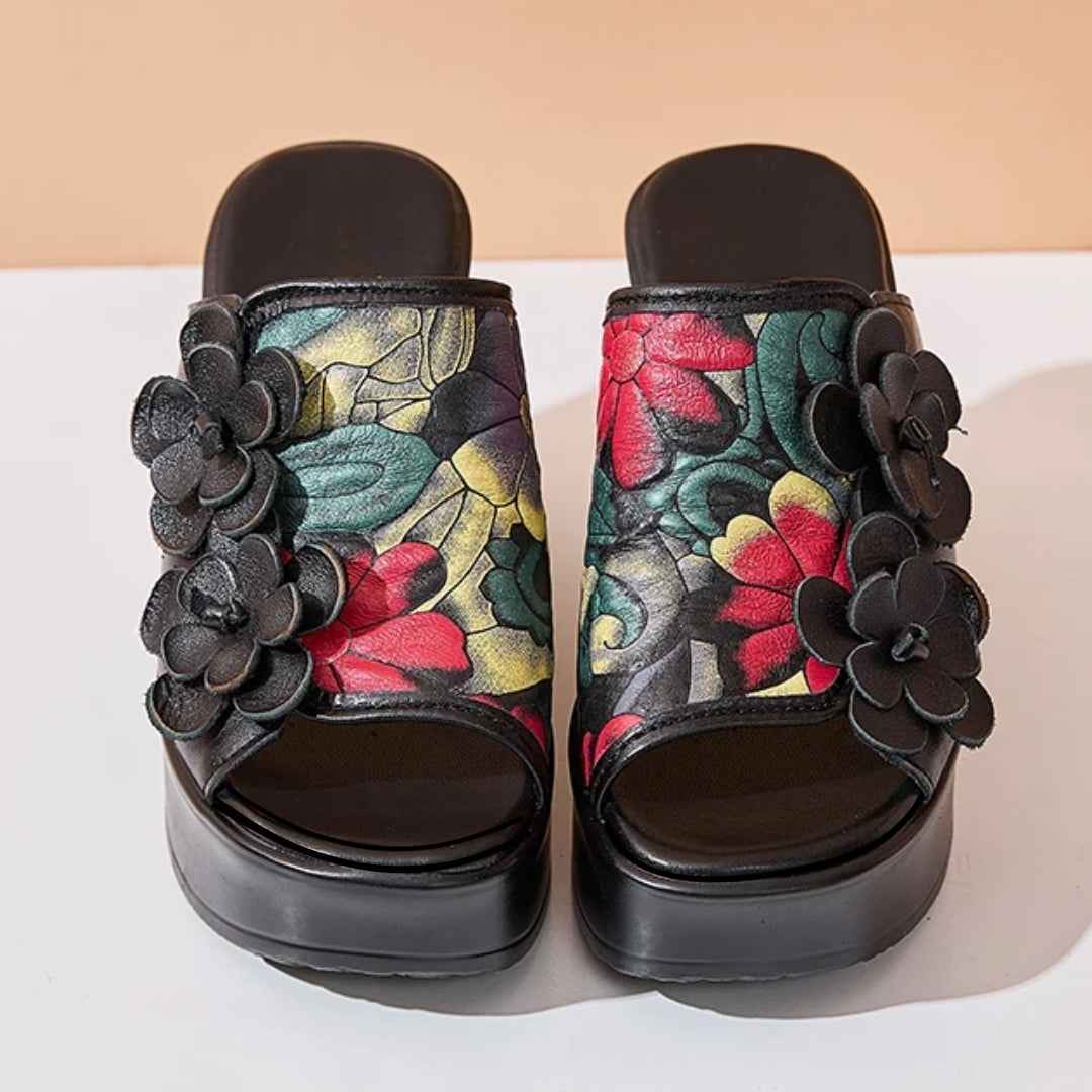 USS Shoes Martina Women's Floral Handmade Platform Wedges