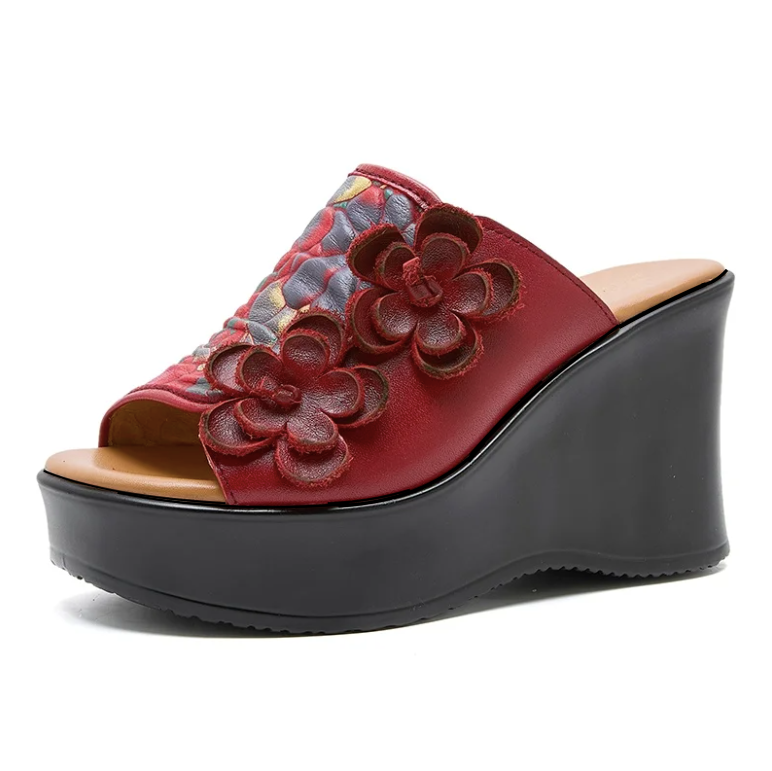 USS Shoes Martina Women's Floral Handmade Platform Wedges - Luxuryurbanwear