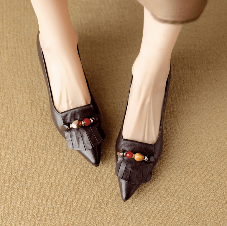 USS Shoes Melani Women's Leather Dress Tassel Pumps
