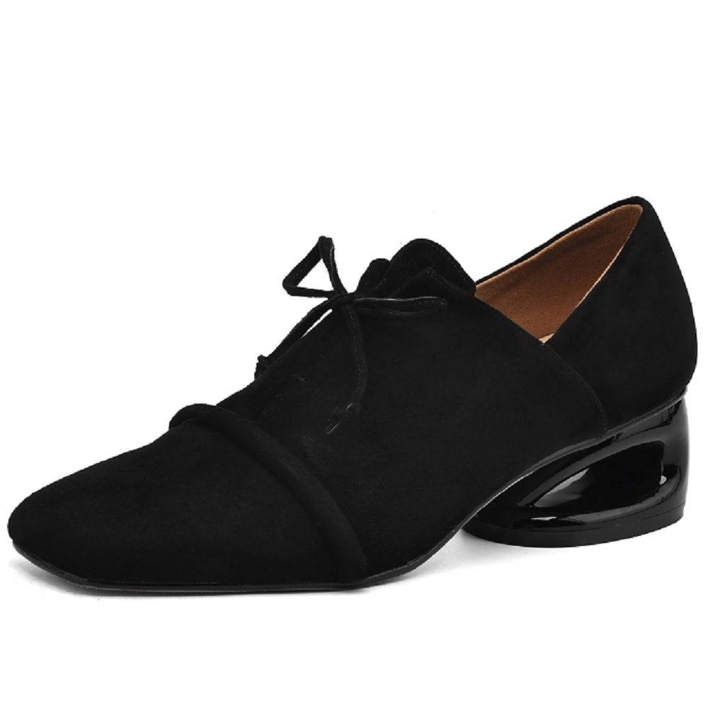 USS Shoes Mile Women's Square Toe Low Heel Suede Leather Pumps - Luxuryurbanwear